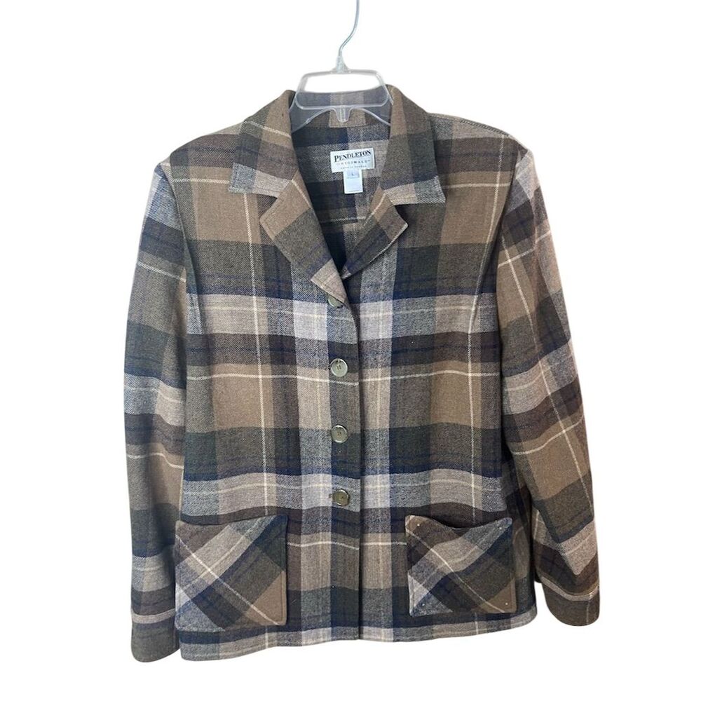 Pendleton Heritage Men's Plaid Wool 49er Jacket Brown Size L Vintage